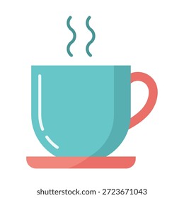Icono de taza de café de color plano que simboliza las bebidas calientes y el estilo de vida del café. Adecuado para menús, empaques, marcas y proyectos de diseño temáticos de rutina diarios.