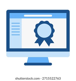 Flat colored computer award badge icon representing achievement, certification, quality marks, and success indicators.