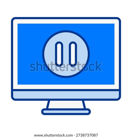 Flat colored computer pause button icon representing temporary stop and media control.