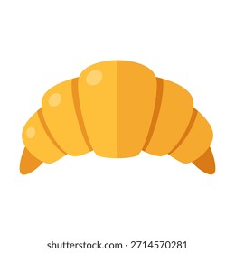 Un icono de croissant de color plano ideal para productos de panadería, menús de desayuno, pastelerías y temas de alimentos recién horneados.