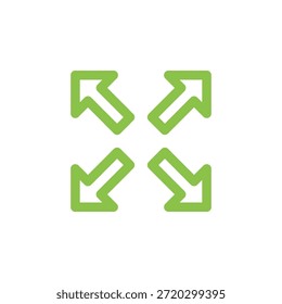 Icono de pantalla completa de salida de color plano para la navegación de interfaz