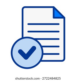 Icono de verificación de archivos de color plano perfecto para marcar documentos aprobados, tareas completadas, elementos verificados y flujos de trabajo organizados.