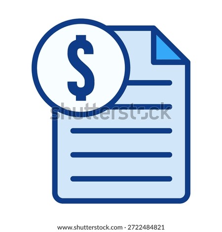 Flat colored file dollar icon suitable for finance records, transaction themes, business reports, and organized digital workflows.