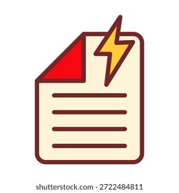 Icono de energía de archivo de color plano adecuado para imágenes de Estado de energía, temas de rendimiento, monitoreo digital y Elementos de interfaz de sistema.