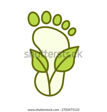 A flat colored footprint icon symbolizing reduced carbon impact, eco-conscious habits, and sustainable living choices.