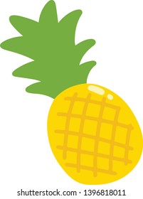 Flat colored fresh yellow pineapple 