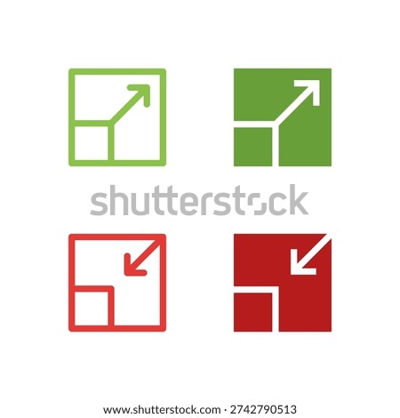 Flat Colored Fullscreen and Exit Fullscreen Icon Set for Display Interface