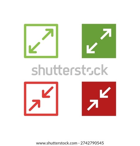 Flat Colored Fullscreen and Exit Fullscreen Icon Set for Display Interface