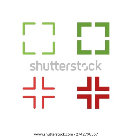 Flat Colored Fullscreen and Exit Fullscreen Icon Set for Display Interface