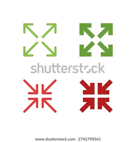 Flat Colored Fullscreen and Exit Fullscreen Icon Set for Display Interface