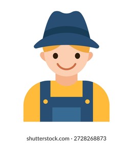 Icono de jardinero de color plano que representa a las personas que trabajan en jardines y entornos al aire libre. Ideal para estilo de vida, pasatiempos y imágenes temáticas de agricultura.