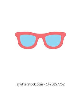 Flat colored glasses icon. Vector image on white background.