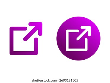 Flat colored gradient purple share icon representing content sharing, digital promotion, and social media engagement.