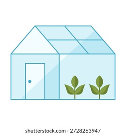 Icono de invernadero de color plano que simboliza el cultivo de plantas y los entornos de cultivo controlados. Ideal para imágenes de agricultura y diseños con temática ecológica.