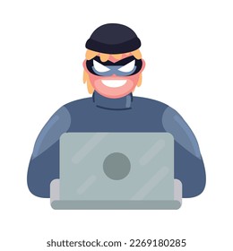 flat colored hacker over white