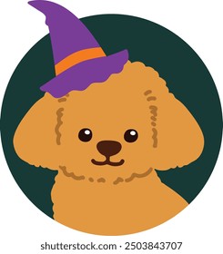 Flat colored Halloween Toy Poodle in a circle icon