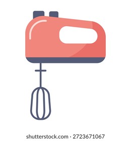 Icono de mezclador de mano de color plano que ilustra los aparatos de hornear para mezclar masa e ingredientes. Adecuado para la marca de panadería y contenido de cocina.