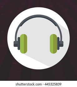 Flat colored headphones icon, vector illustration