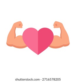 Icono de corazón sano de color plano que representa la salud cardiovascular y el cuidado activo del estilo de vida.