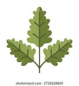 Flat colored herb leaves icon illustrating culinary plants and garden herbs. Perfect for food visuals and organic lifestyle designs.