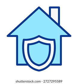 Flachfarbenes Home-Shield-Symbol, das starken Schutz, sicheren Zugang, Gehäusesicherheit und Schutz für digitale Objekte darstellt.