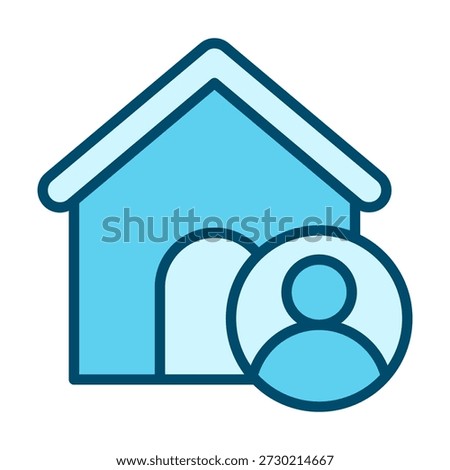 Flat colored home user icon representing profiles, housing accounts, property users, and digital membership access.