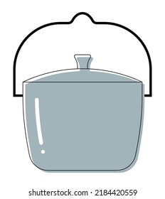 Flat colored icon of the cauldron with handle
