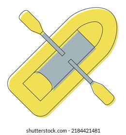 Flat colored icon of the rafting boat