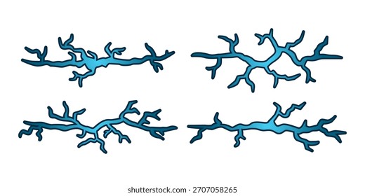 Icono de color plano que muestra líneas de grietas de hielo perfectas para superficies de invierno, texturas congeladas y diseños con temática fría.