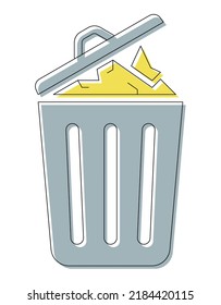 Flaches, farbiges Symbol der Müllhalder mit Deckel