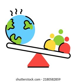 A flat colored icon of world population 