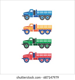 Flat colored icons of truck