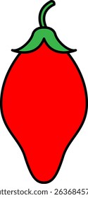 Flat Colored Illustration of Chili Pepper