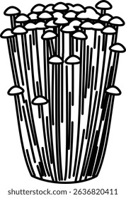 Flat Colored Illustration of enoki mushroom