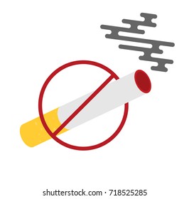 Flat colored illustration with prohibition of Smoking nicotine cigarettes