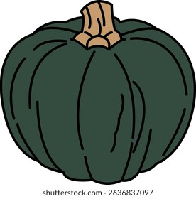 Flat Colored Illustration of Pumpkin