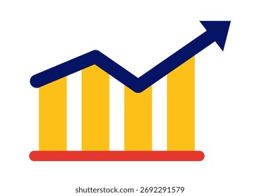 Ilustração em cores planas mostrando gráficos de barras e de linhas para dados de análise e desempenho. Excelente para relatórios, apresentações e visuais de marketing.