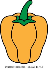 Flat Colored Illustration of Sweet bell pepper