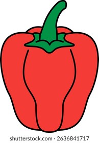 Flat Colored Illustration of Sweet bell pepper