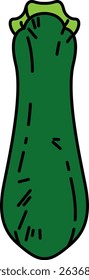 Flat Colored Illustration of Zucchini