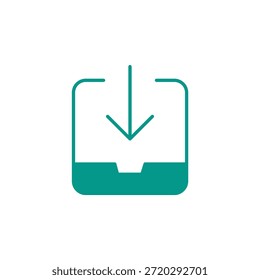 Flat Colored Inbox Icon Set in Outline and Solid Style for Interface Navigation