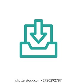 Ícone de Caixa de Entrada de Cor Plana Definido em Contorno e Estilo Sólido para Navegação de Interface