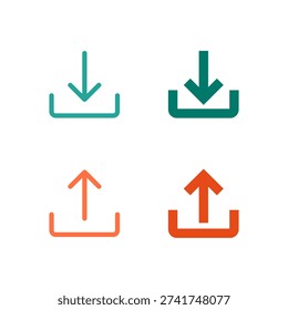 Flat Colored Inbox and Outbox Icon Set for Email and Messaging Interface