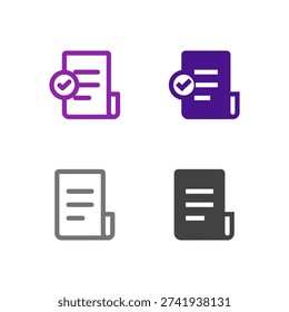 Flat Colored Invoice and Receipt Icon Set for Billing Interface
