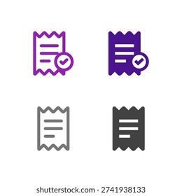 Flat Colored Invoice and Receipt Icon Set for Billing Interface