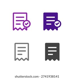 Flat Colored Invoice and Receipt Icon Set for Billing Interface