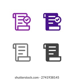 Flat Colored Invoice and Receipt Icon Set for Billing Interface