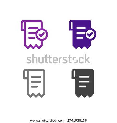 Flat Colored Invoice and Receipt Icon Set for Billing Interface