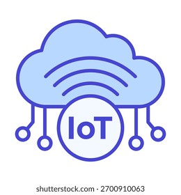 Ícone de IoT de cor plana representando dispositivos inteligentes e ecossistema digital conectado.