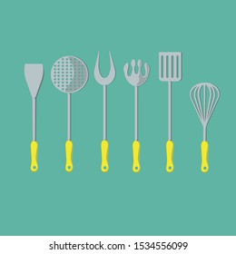 flat colored kitchen utensils icon